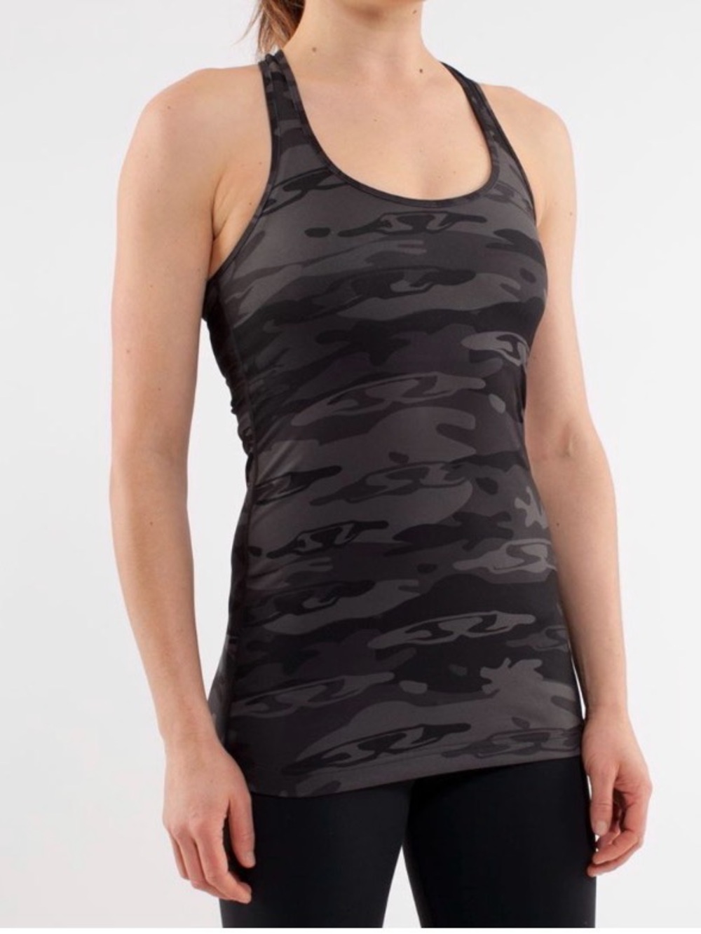 Lululemon Cool Racerback Black Retro Camo Racerback Workout Tank Top Size 6